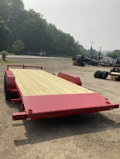 2023 Sure-Trac 7x18 (16+2) C Channel Car Hauler Trailer Stock # 2743 Red 7K - Image 3