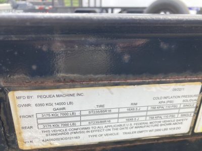 USED 2012 PEQUEA Trailer