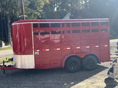 2026 S & S Bumper Pull 16' Livestock (Red)  Trailer 7' (xtra hgt) Tall  Stock #: 2922 W/Tie Out  12K