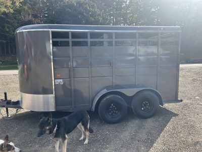 2026 S & S Bumper Pull 14' Livestock (Gray)  Trailer 6'6" Tall  Stock #: 2921  7K